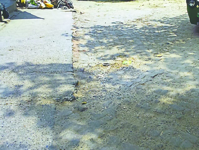 Pits of roads filled in night
