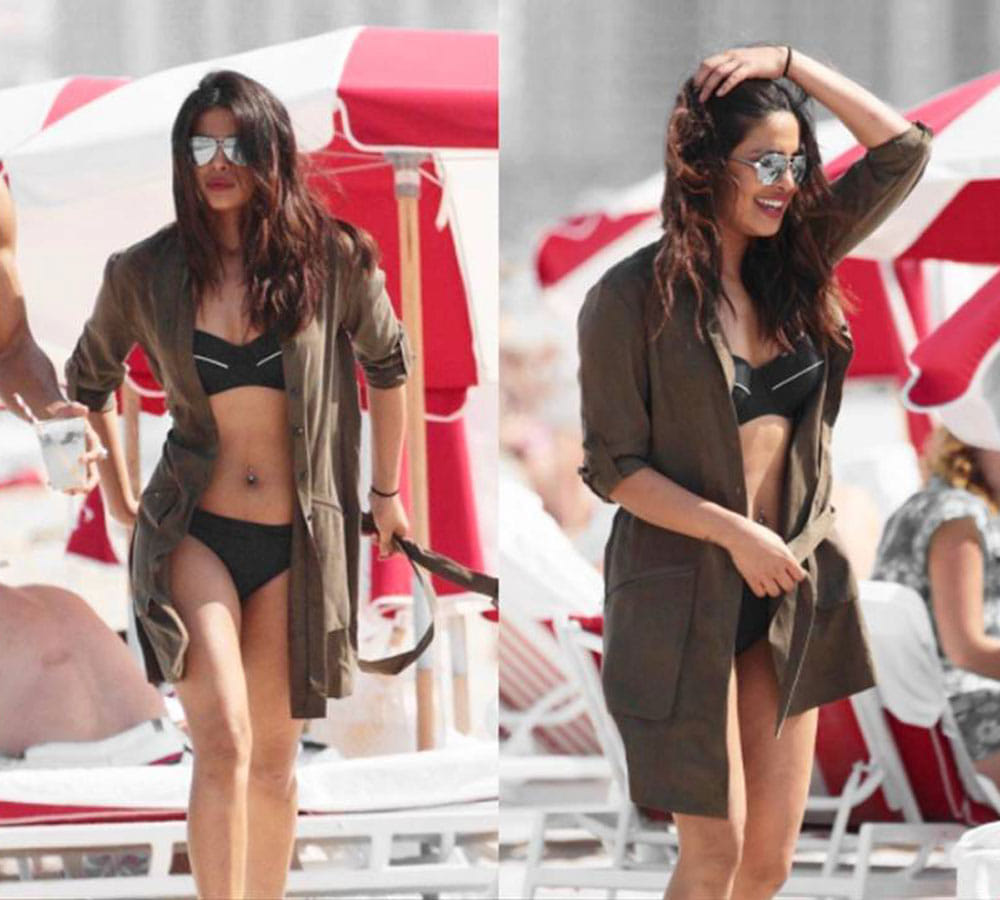 priyanka chopra miami beach Swag In A Black Bikini Is Too Hot To Handle
