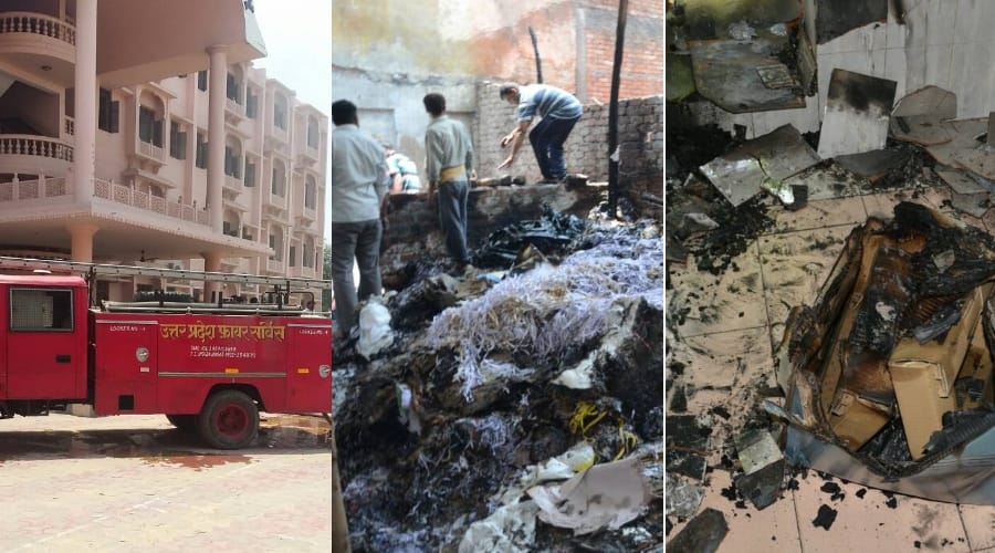 fire accident in lucknow in kgmc and central academy