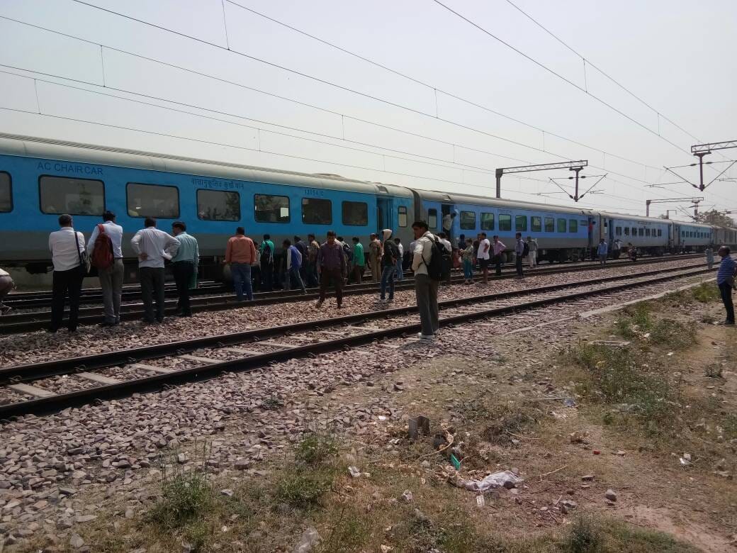 Taj Express train Spark in wheel, fire