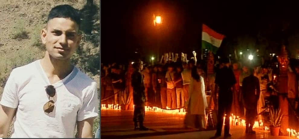 People pay tributes to late army officer Lt. Ummer Fayaz at India Gate