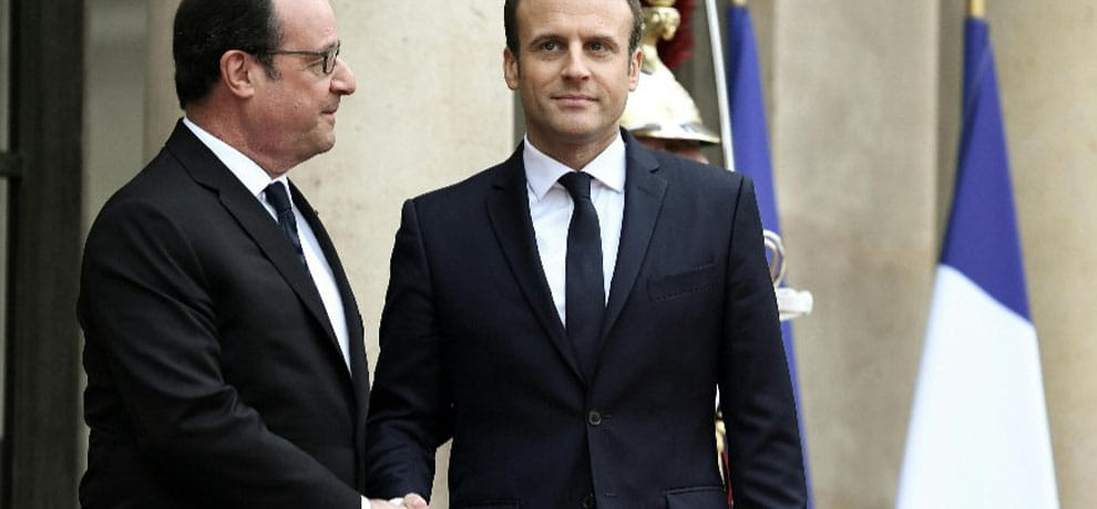 macron arrives at  France's presidential inauguration ceremony