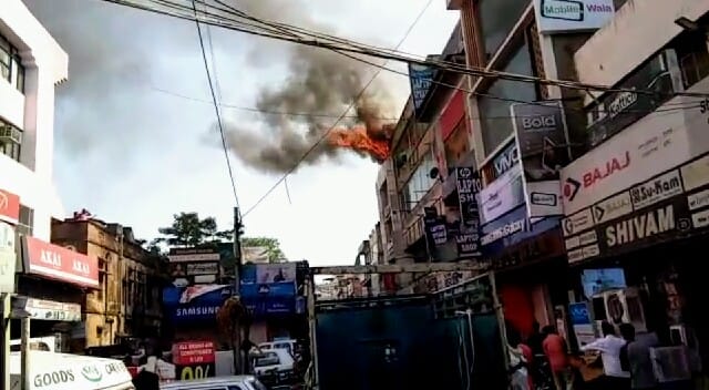 A massive fire in the electronics showroom in the Jayanti Market