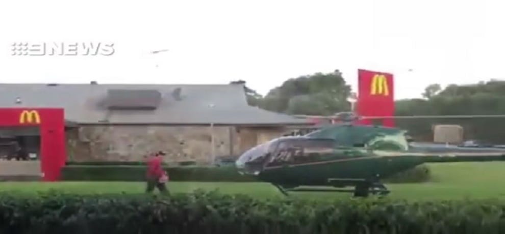 A helicopter pilot takes his love for fast food to new heights