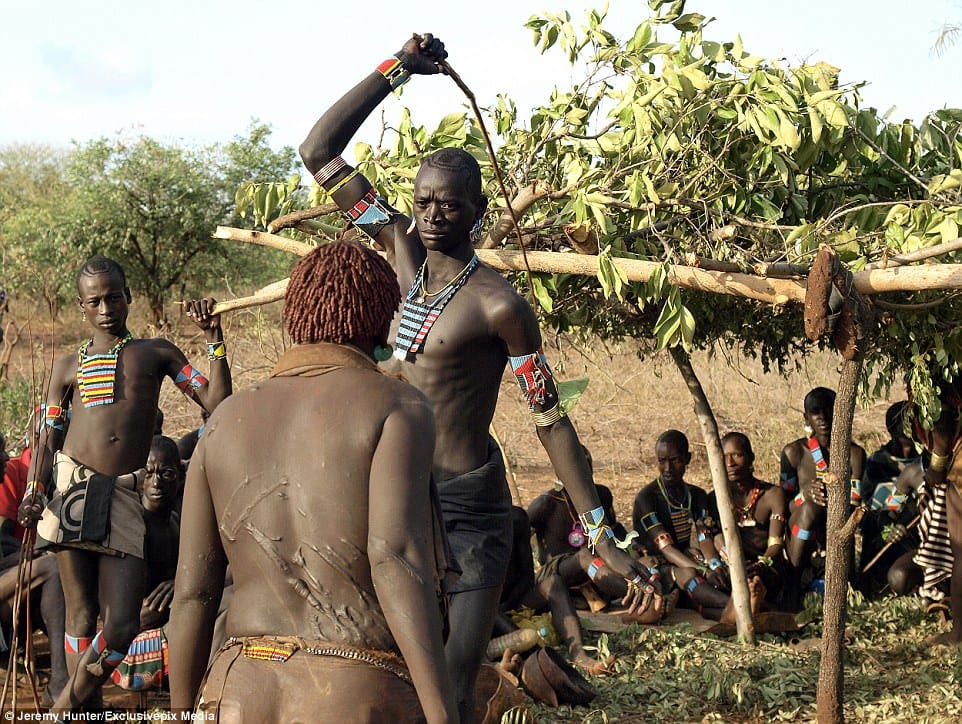 Ethiopian tribal ceremony women beg to be whipped
