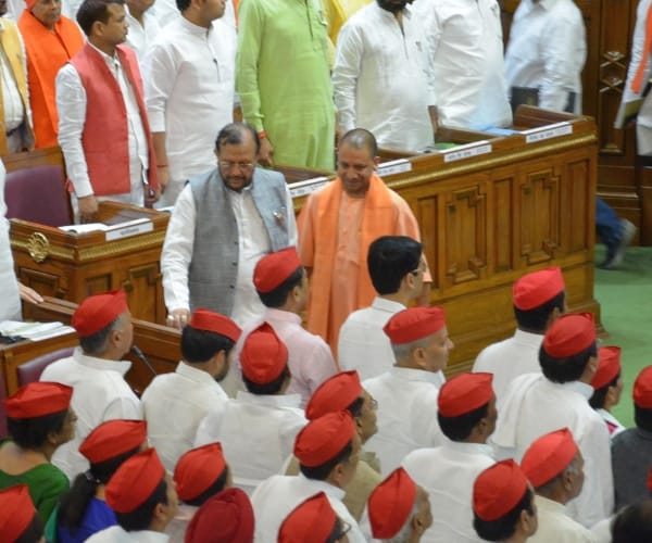  ruckus in lagislative assembly in Lucknow.