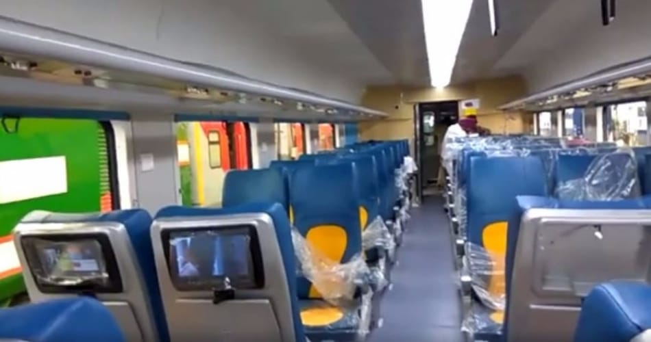 indian railway luxury train tejas express, services and profile like a plane