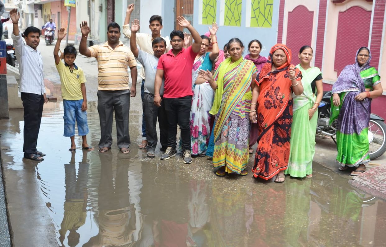 Water logging in Indralok Colony.