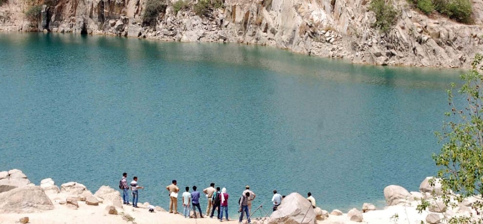 youngster jumped into the lake in bheemtaal