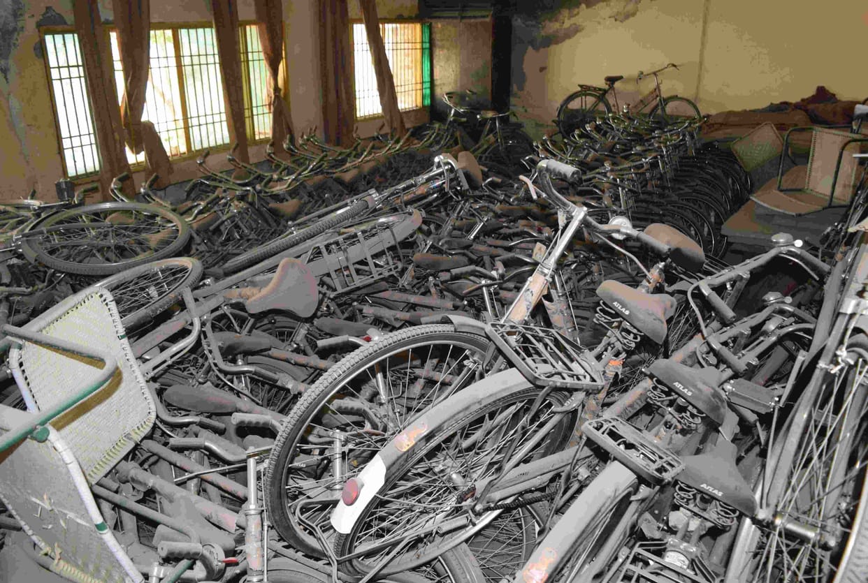 bicycles lying in the room is spinning, rohtak, haryana, education