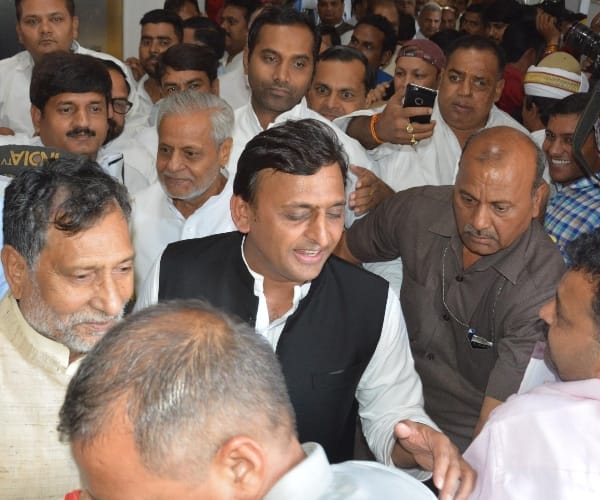 akhilesh yadav in vidhan mandal in Lucknow.