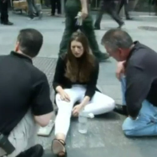 car crashes into mob and killed one and injured 22 in new york 