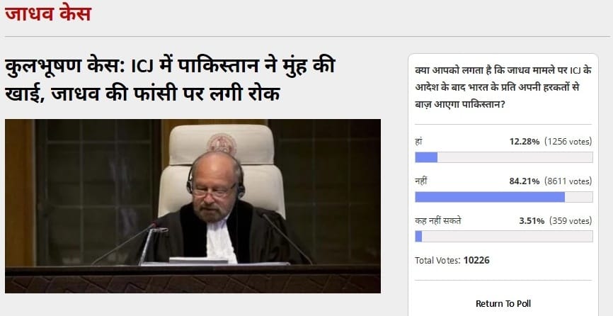 Amaruajla Poll: 84 Percent Thinks After the order of ICJ on Jadhav case Pakistan will fight