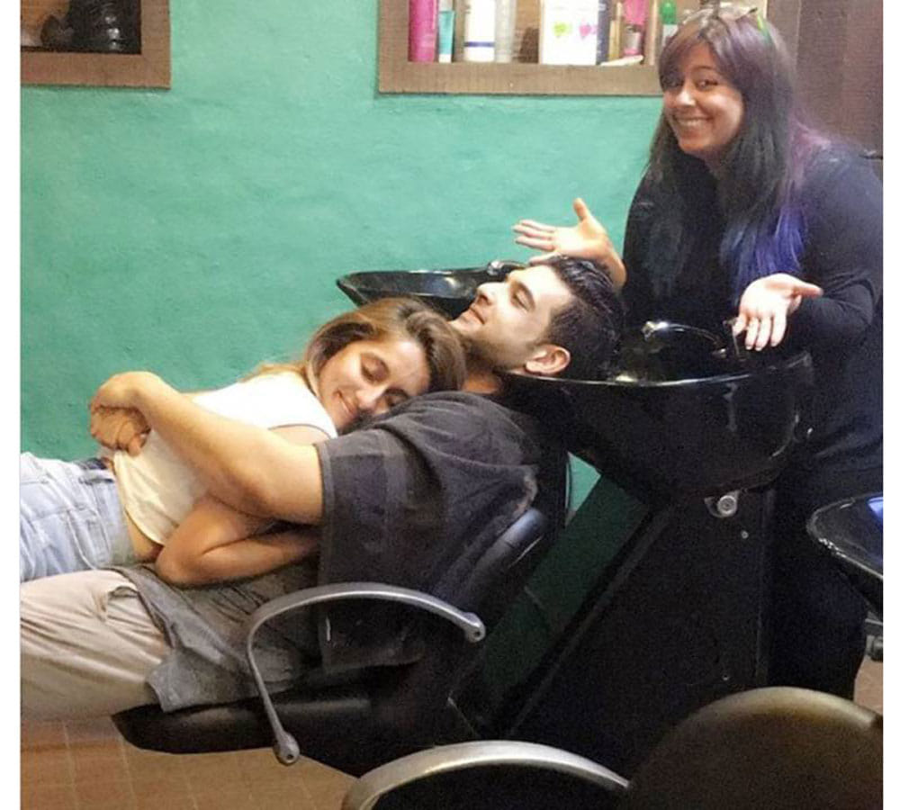 Karan Kundra & girlfriend Anusha Dandekar intimate moment at a SALON