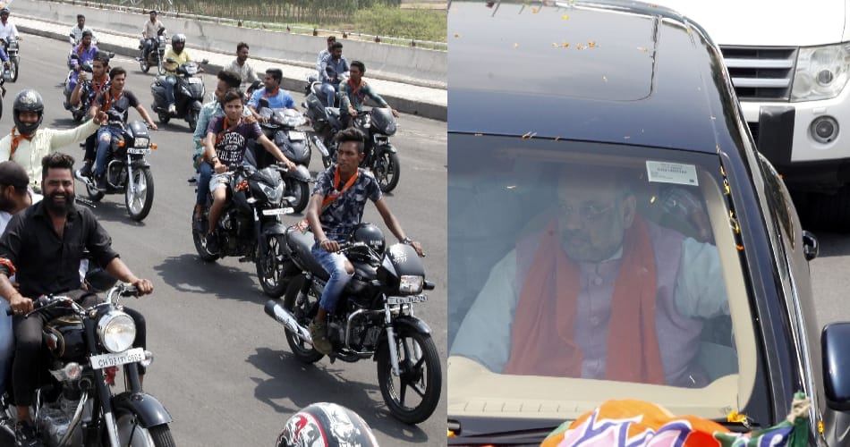 traffic violation in amit shah rally 