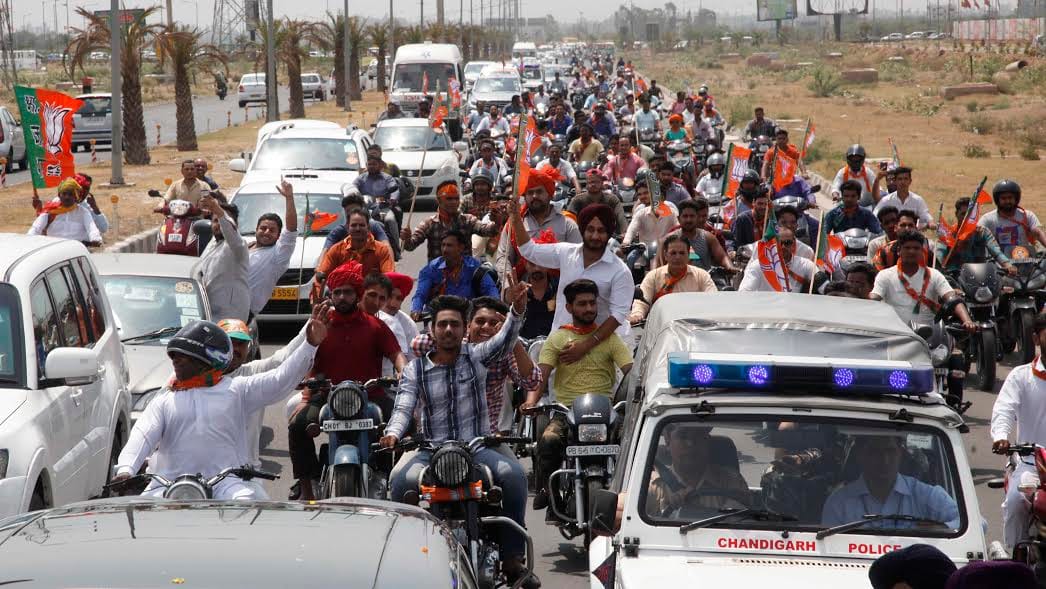 Amit Shah's roadshow in chandigarh