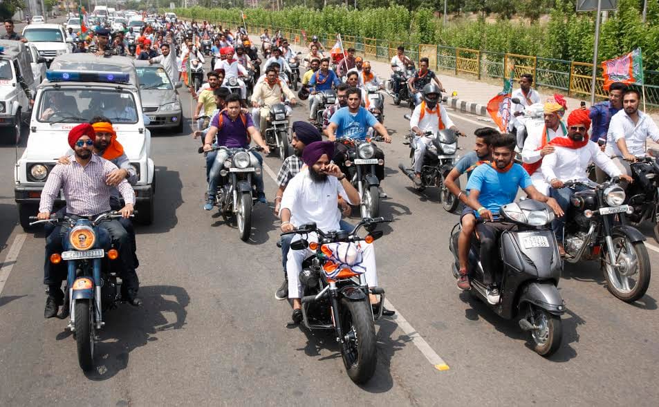 Amit Shah's roadshow in chandigarh