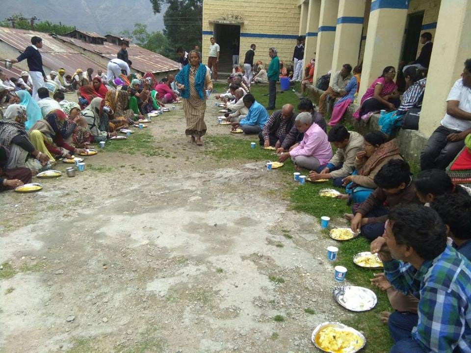 pilgrims are walking by foot after block badrinath highway