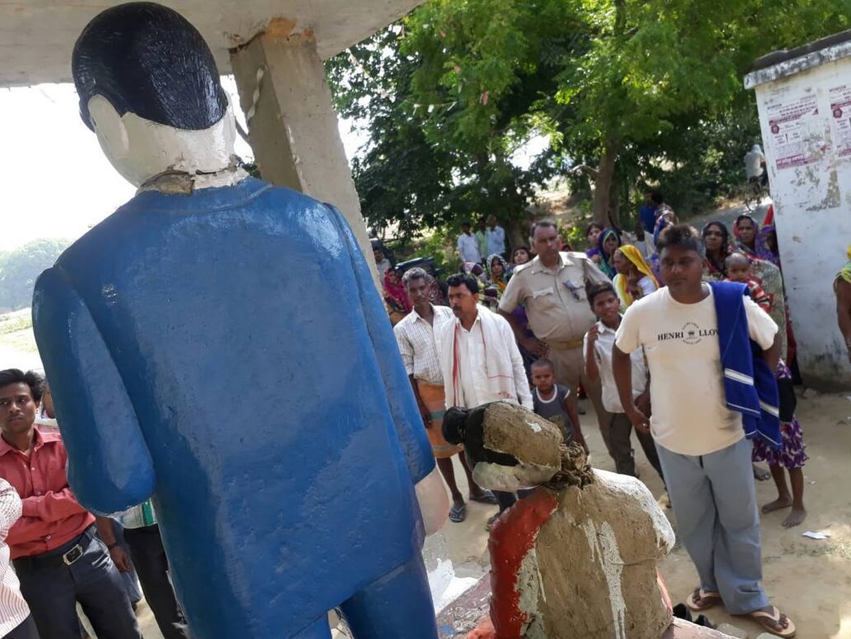 Jaunpur the statues of Ambedkar and Buddha were broken