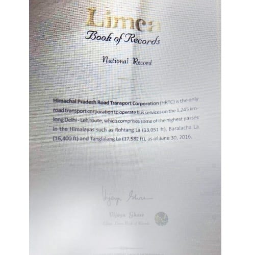Himachal Pradesh in Limca book of Records for HRTC bus service to Asia Highest village Kibber