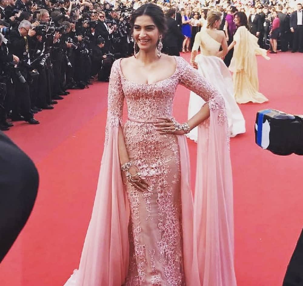 Cannes 2017: Bollywood Style diva Sonam Kapoor looks stunning in her peach gown worn for red carpet