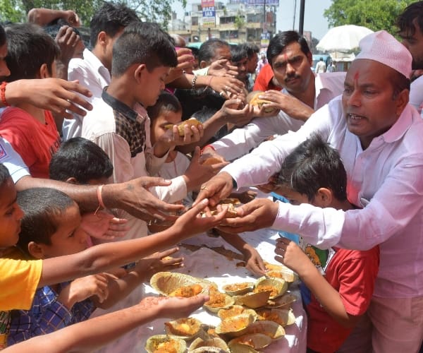 hindu muslim together celebrate bada mangal in Lucknow.