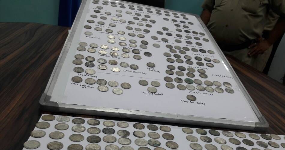 Custom dept,Attari railway station seized 370 silver ancient coins