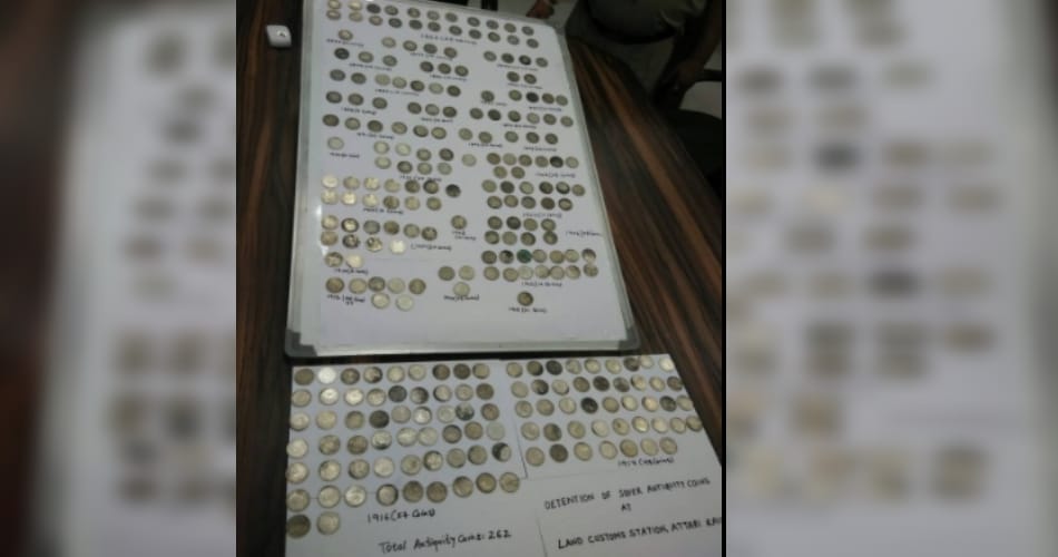 Custom dept,Attari railway station seized 370 silver ancient coins