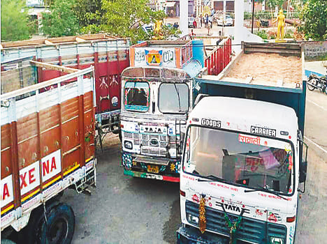 38 trucks filled with sand