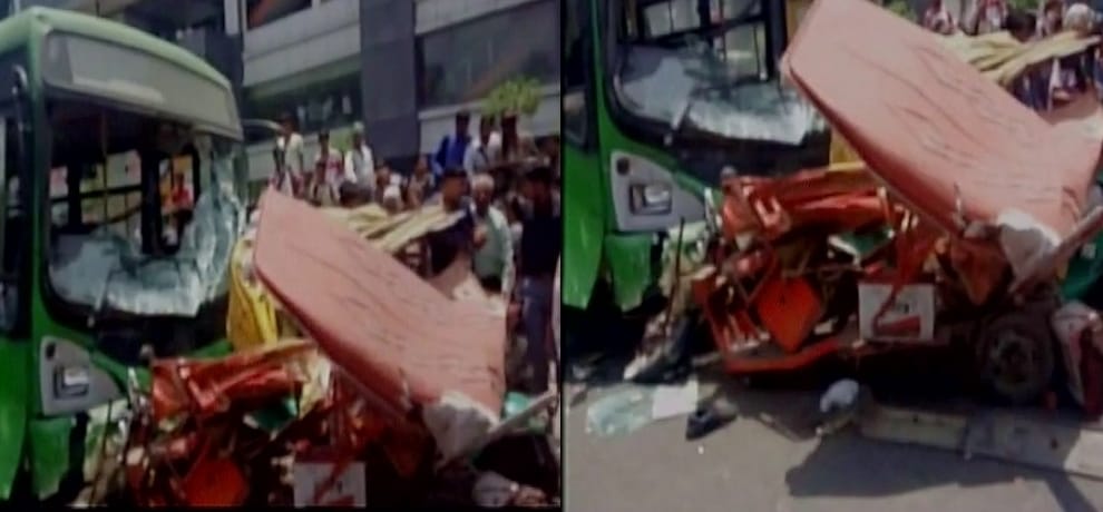 Delhi: Two dead, five injured after a DTC bus crashed into a E-rickshaw and an auto in Azadpur