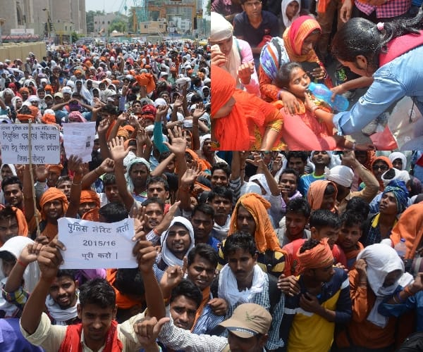 protest against police recruitment ban in lucknow
