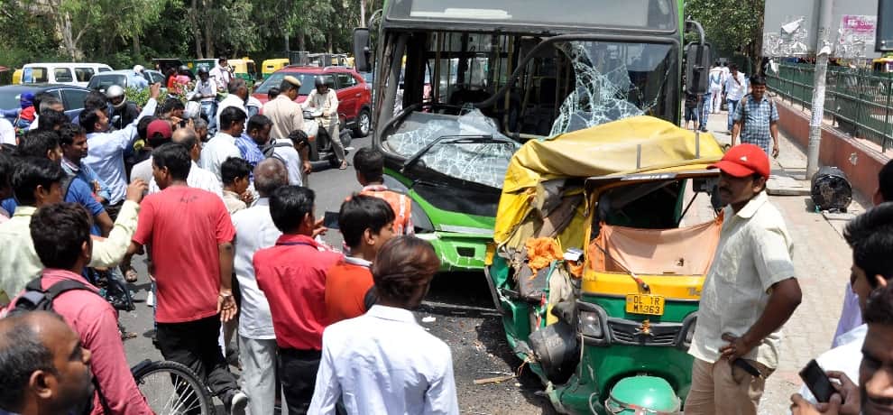 massive road accident near azadpur metro station in delhi