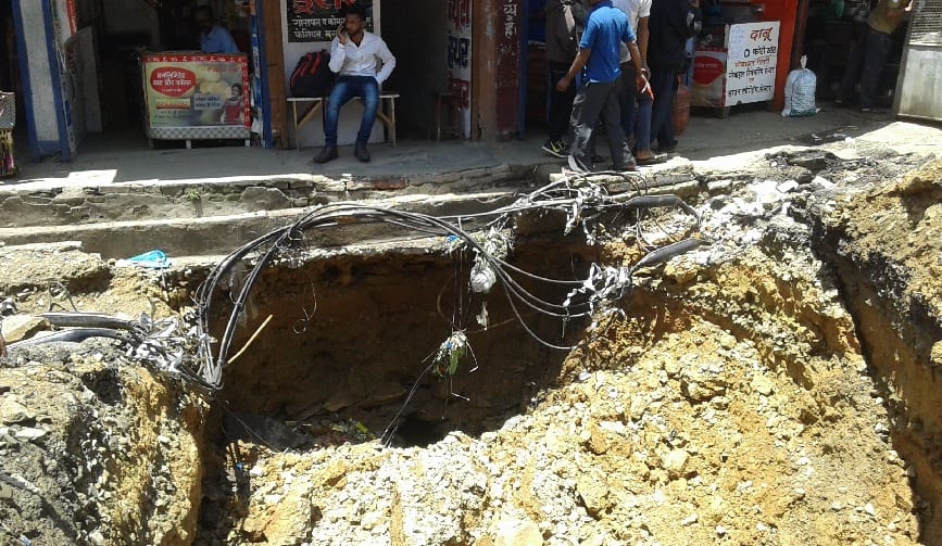Work not started even after ten days of digging the road