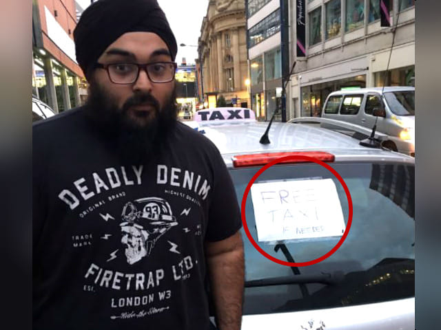uk manchester bomb blast, indian origin sikh taxi driver free cab service for victims