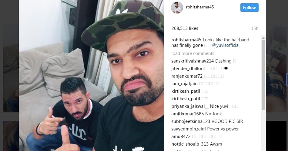 yuvraj singh, s new look for champions trophy viral on social media, rohit sharma posted