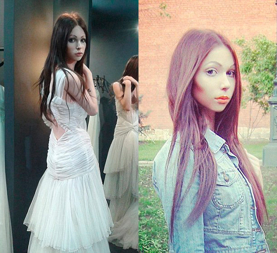 Identical female husband and wife