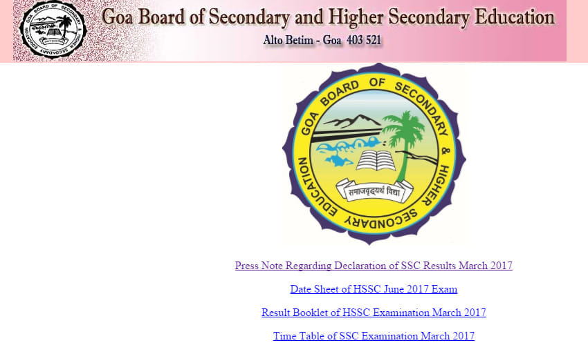 GBSHSE Goa Board SSC Result 2017 declared, check here