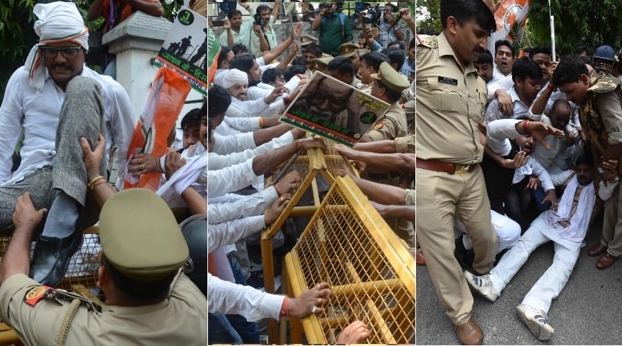 congress protest against modi government in lucknow