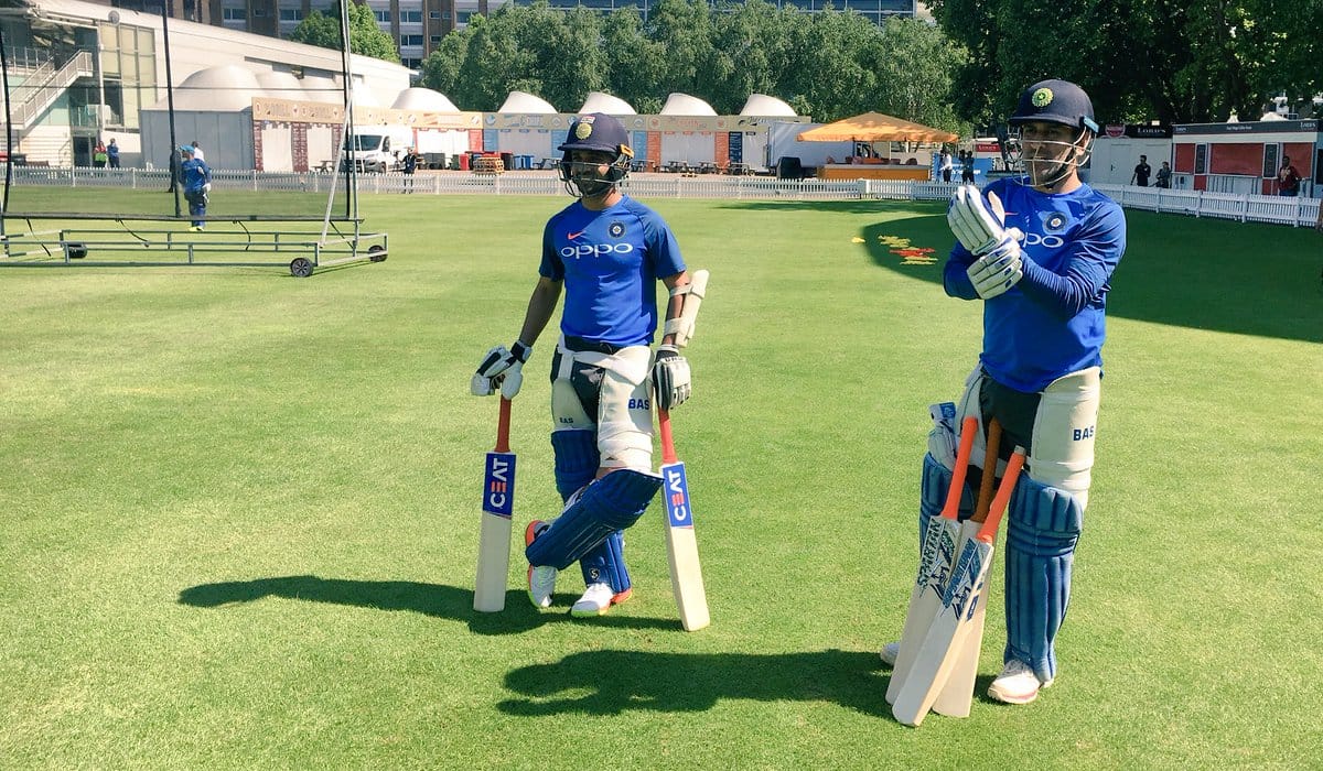 dhoni practice session disrupts as fan enter to take selfie with him