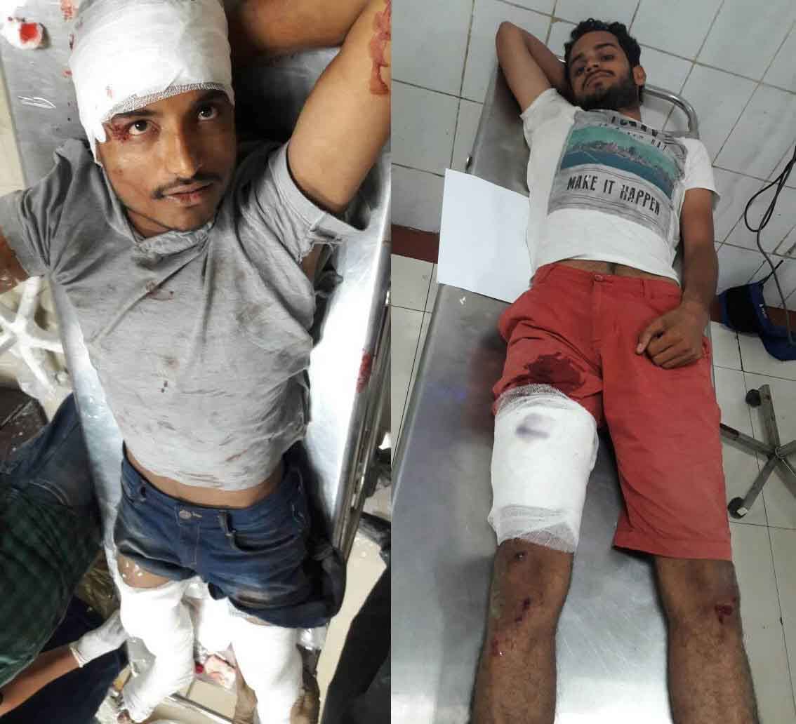 again outrage in bhu, three student injured