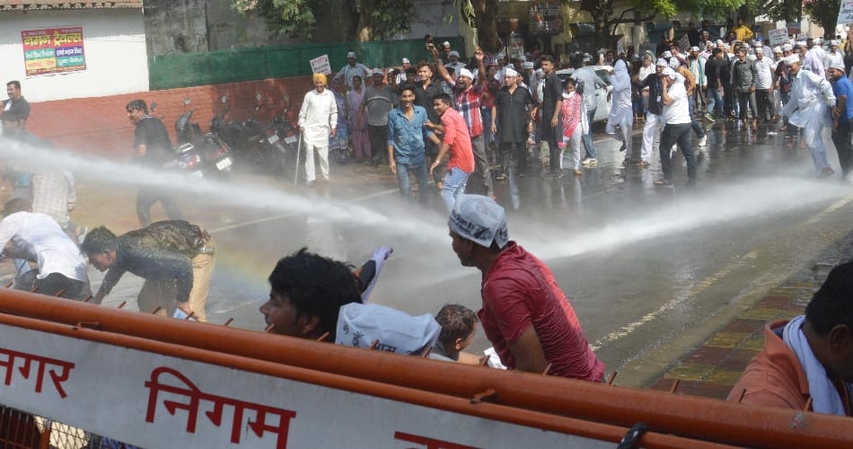 Aam aadmi party protest in Karnal Haryana
