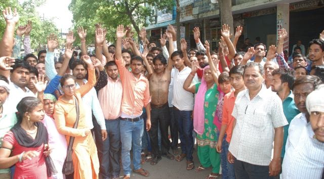 Police march on pedestrians passing out on foot