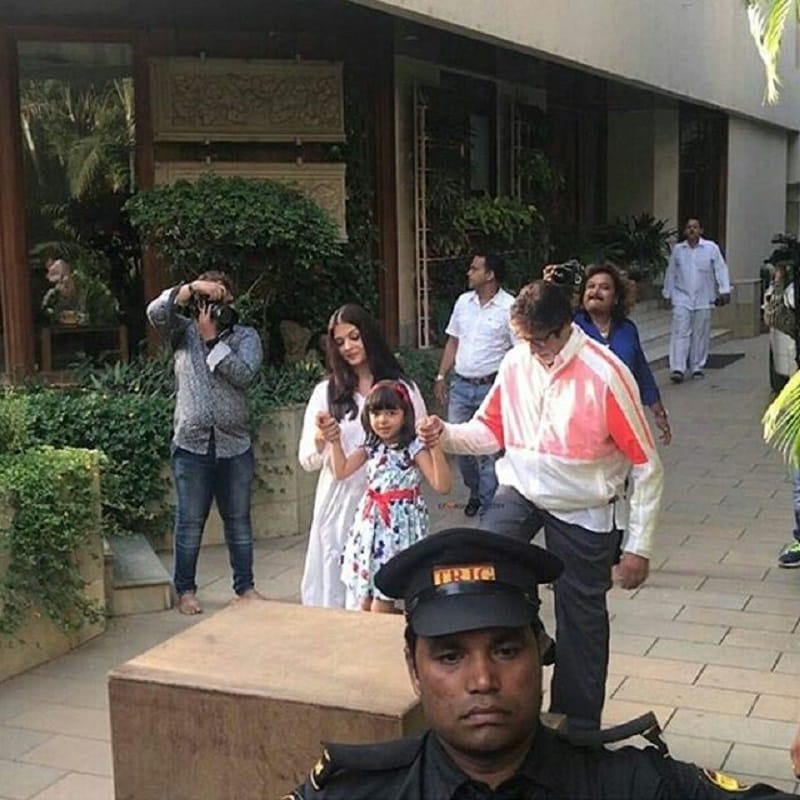 Aaradhya Bachchan Waves At Grandfather Amitabh Bachchan’s Fans with aishwarya rai bachchan