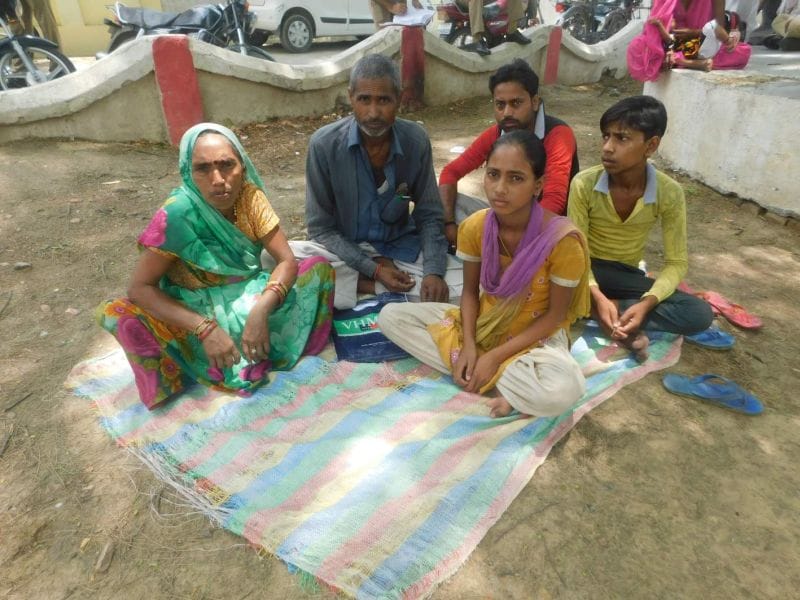 Dalit family sitting on dharna in the Collectorate