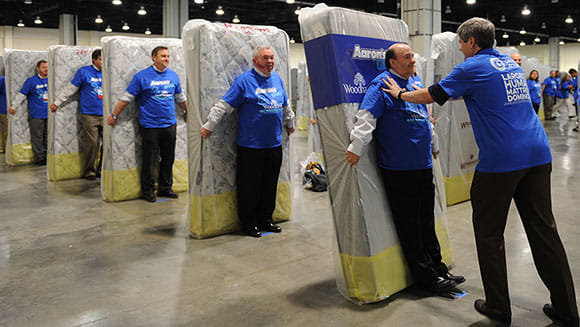 new World Record using 1,200 people and mattresses   