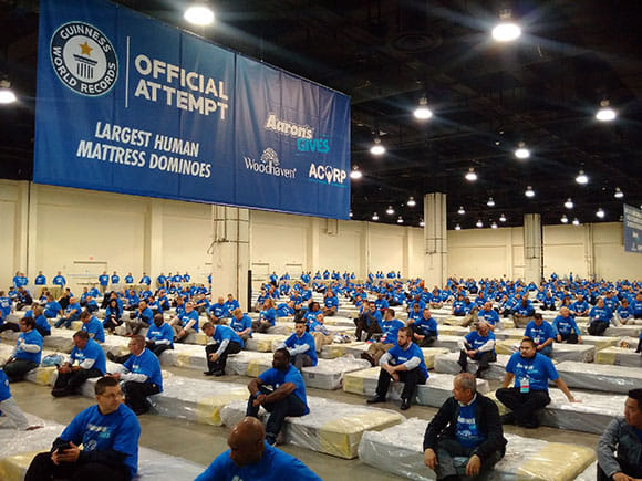 new World Record using 1,200 people and mattresses   