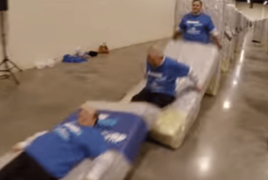 new World Record using 1,200 people and mattresses   