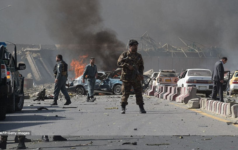 images of big blast which happened in Afghanistan capital Kabul 