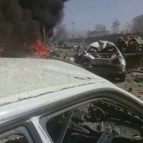 images of big blast which happened in Afghanistan capital Kabul 