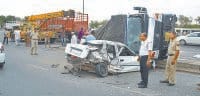 Uncontrolled, canter, on GT Road, broke the power block, half, the city's light gul, karnal